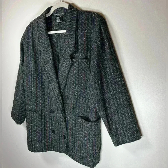 Vintage Counterparts Wool Blend Multicolor Stripe Tweed Blazer Women’s Size 6 - Picture 7 of 13